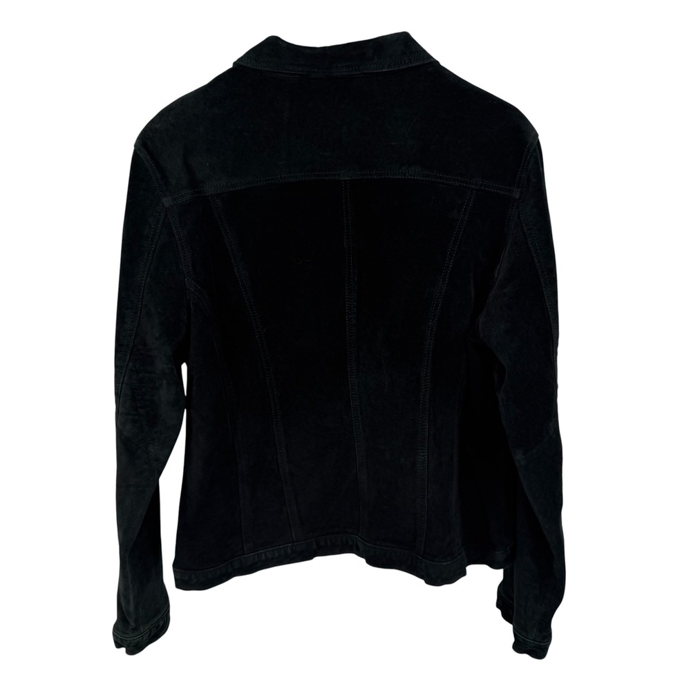 For Joseph Suede Jacket Women XL Black Trucker Leather Coat Vtg Western Goth